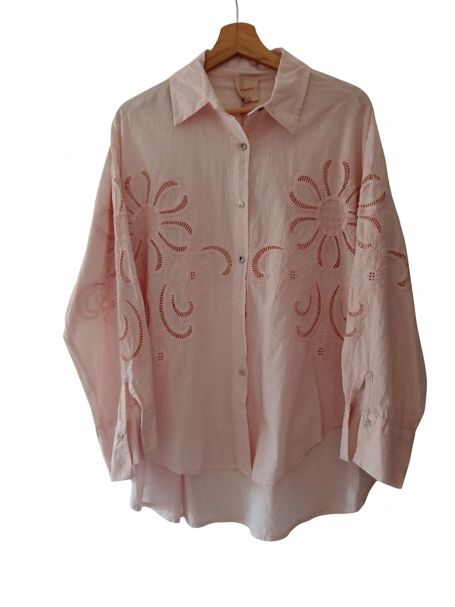 Chemise brodée femme oversize coton manches longues – Aura Brodée | LyaMode