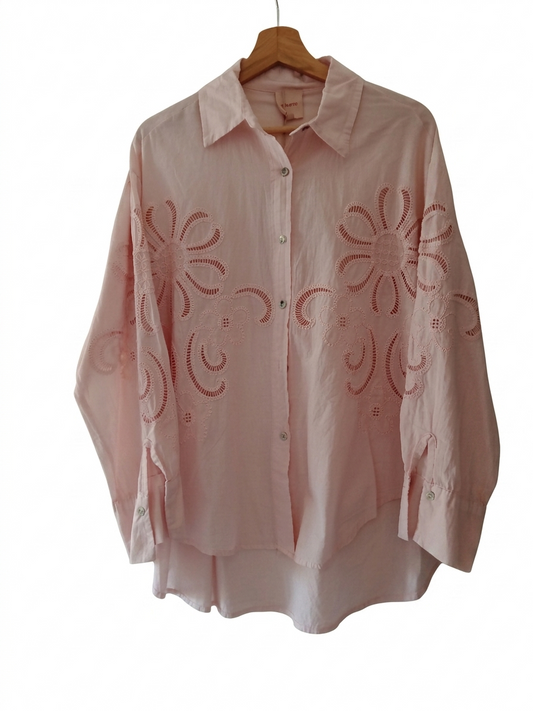 Chemise brodée femme oversize coton manches longues – Aura Brodée | LyaMode