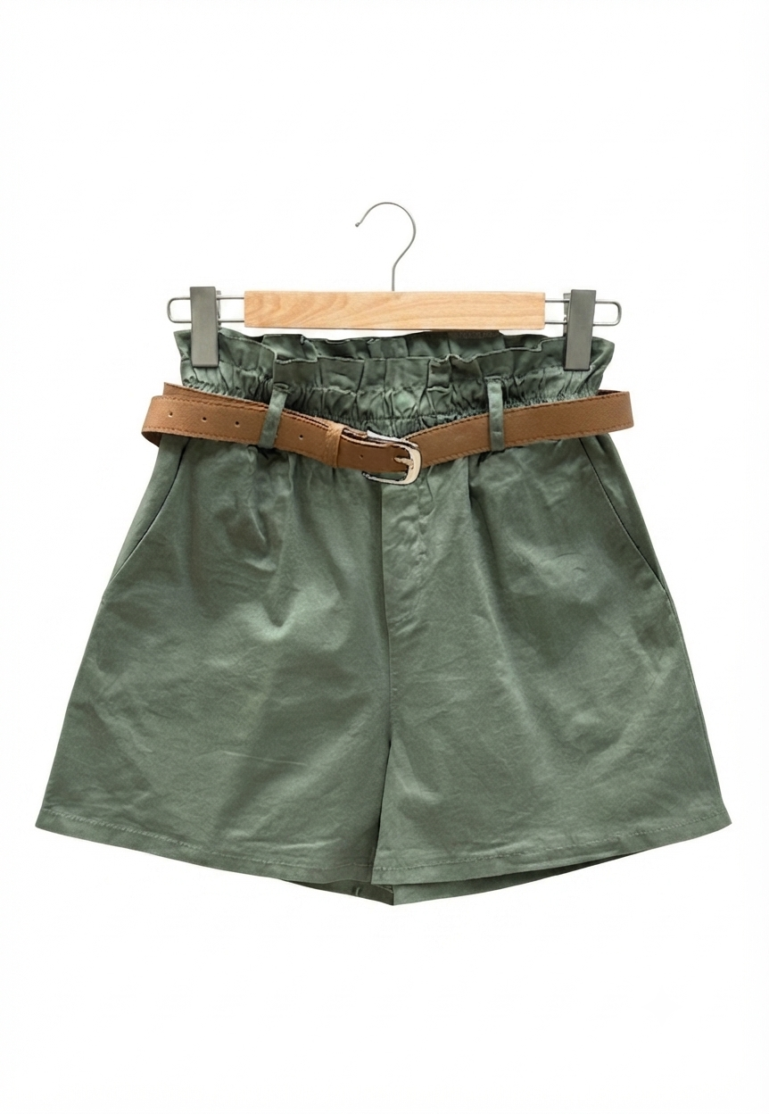 Short taille haute Horizon en coton avec ceinture | LyaMode