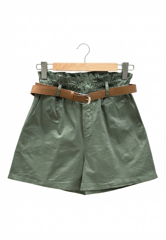 Short taille haute Horizon en coton avec ceinture | LyaMode