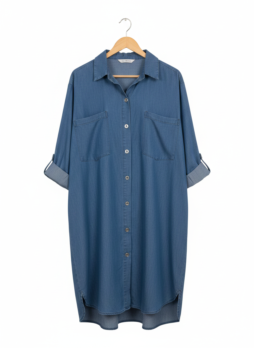 Robe Chemise Denim Femme Coupe Oversize Longue Style Casual Confort Jean Léger – Évasion Denim | LyaMode