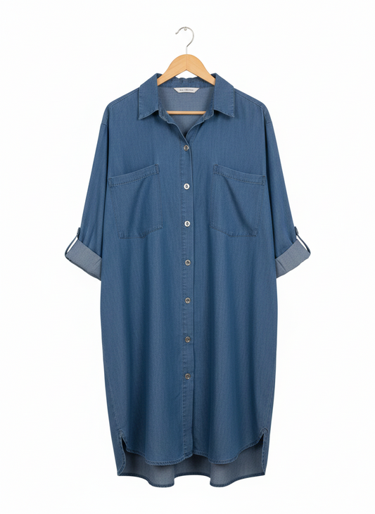 Robe Chemise Denim Femme Coupe Oversize Longue Style Casual Confort Jean Léger – Évasion Denim | LyaMode