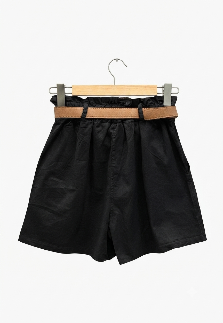 Short taille haute Horizon en coton avec ceinture | LyaMode