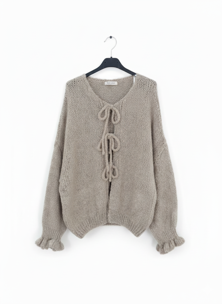 Gilet CocoonLace – Cardigan maille ultra douce lacage devant coupe ample chic confortable femme taille unique | LyaMode