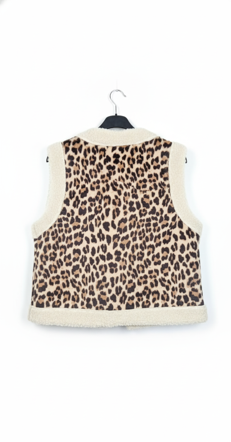 Gilet femme sans manches léopard doublé effet laine ultra doux chaud léger tendance mi-saison hiver taille unique confortable | LéoFur – LyaMode