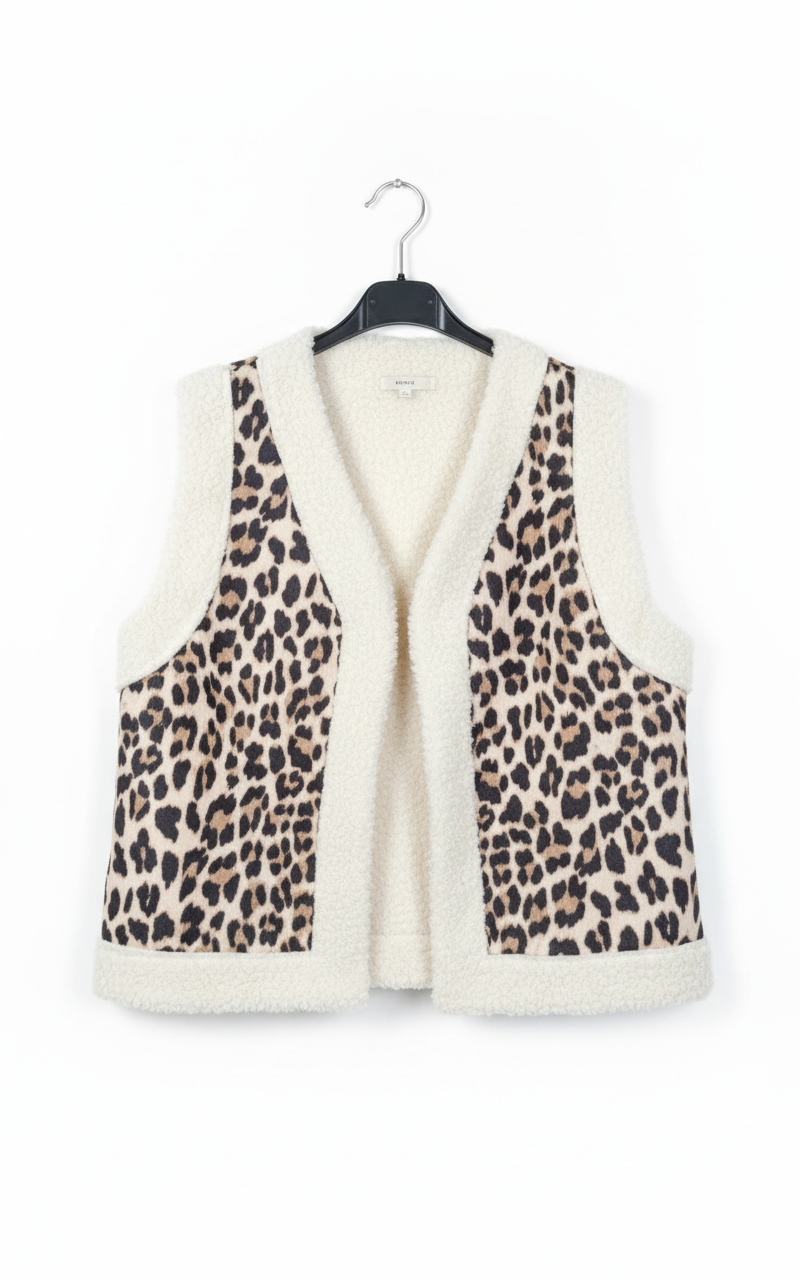 Gilet femme sans manches léopard doublé effet laine ultra doux chaud léger tendance mi-saison hiver taille unique confortable | LéoFur – LyaMode