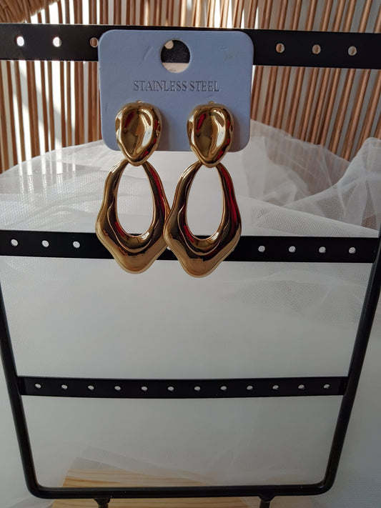 Boucles d’oreilles pendantes acier inoxydable effet miroir Onda | LyaMode