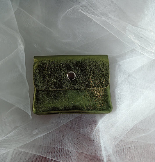 Porte-monnaie cuir compact femme bouton pression et poche zippée 11x9 cm – Éclat Mini | LyaMode