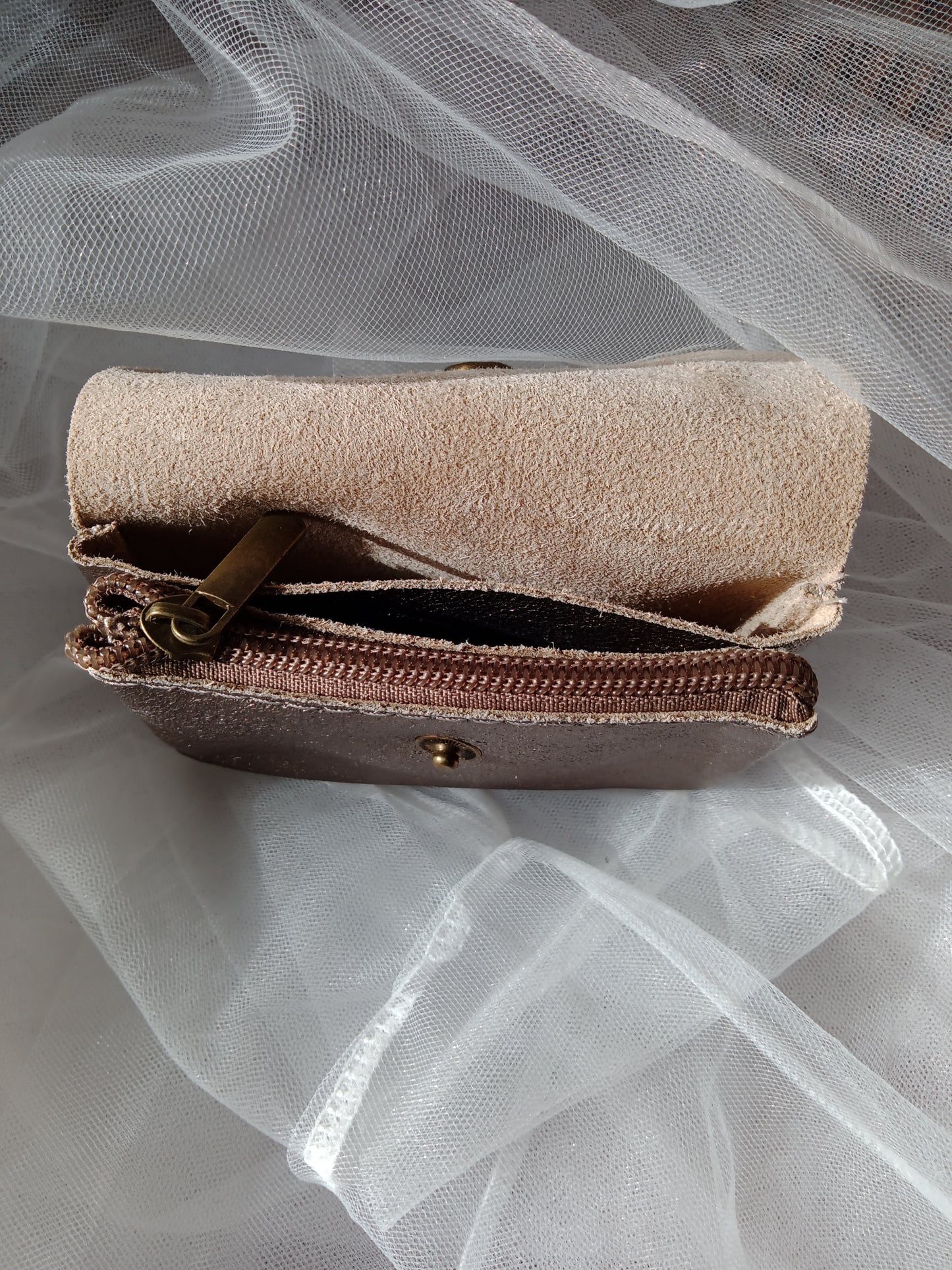 Porte-monnaie cuir compact femme bouton pression et poche zippée 11x9 cm – Éclat Mini | LyaMode