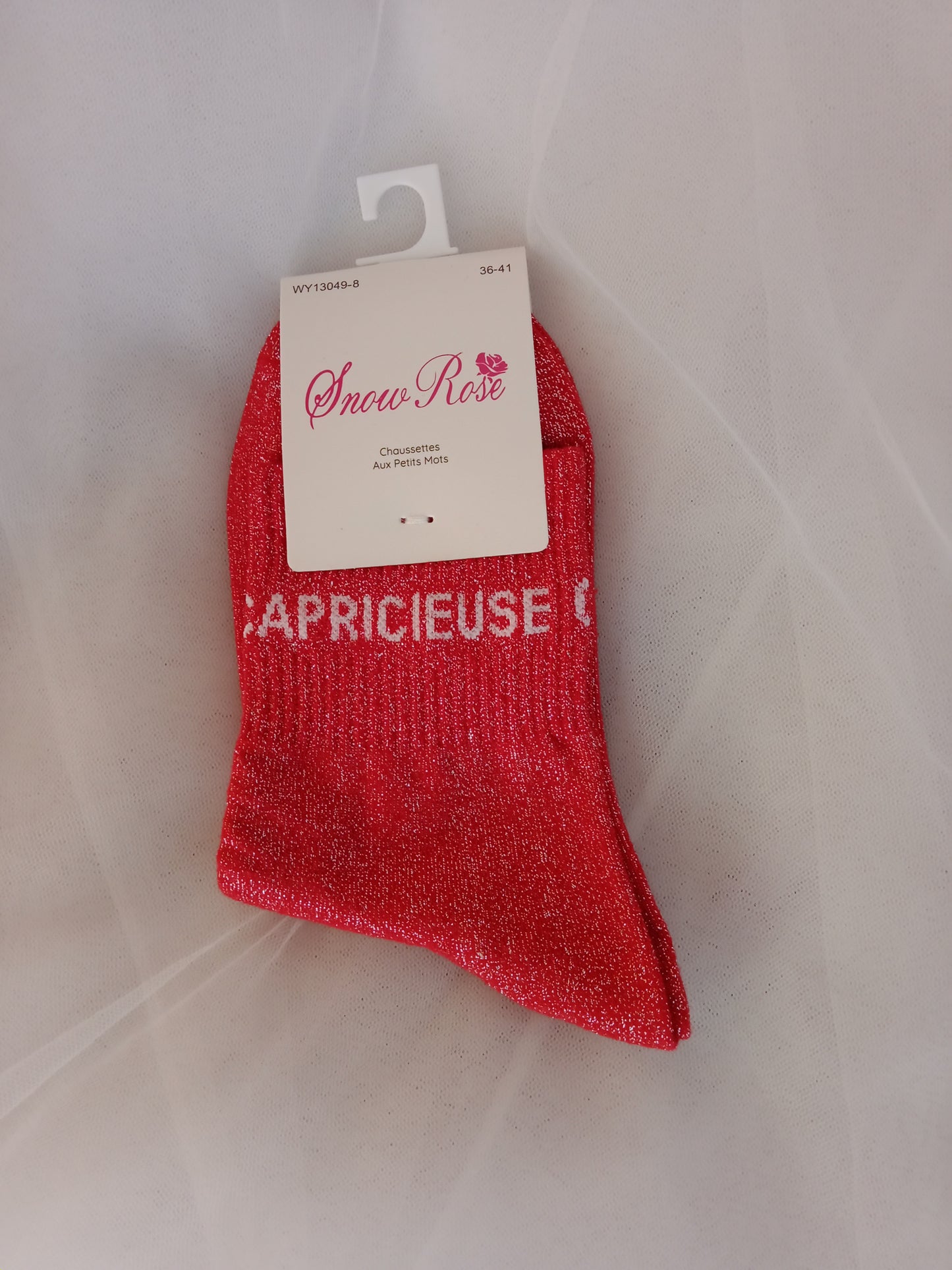 Chaussettes pailletées femme à message fantaisie – Snow Rose – Taille 36-41 | LyaMode