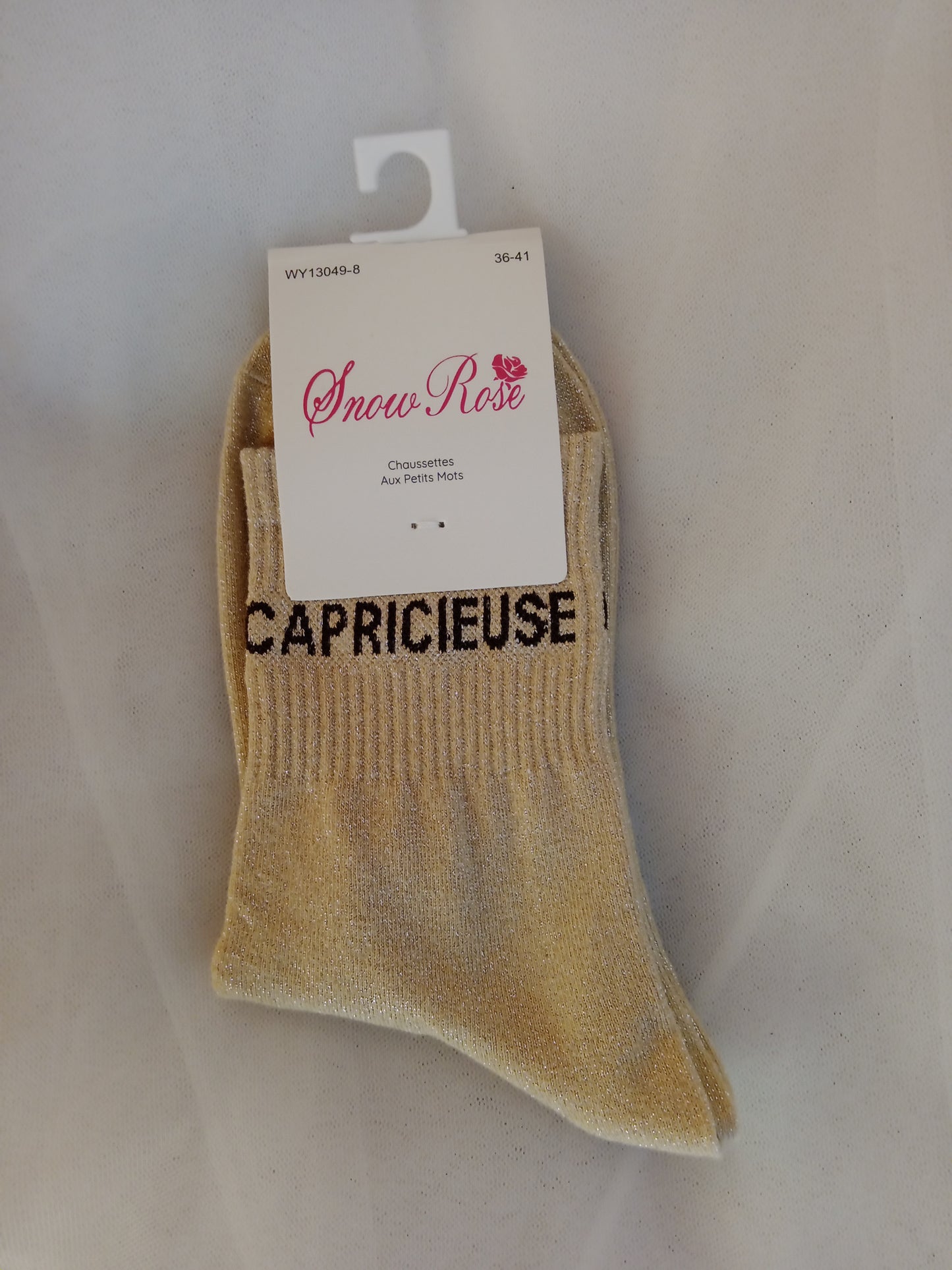 Chaussettes pailletées femme à message fantaisie – Snow Rose – Taille 36-41 | LyaMode