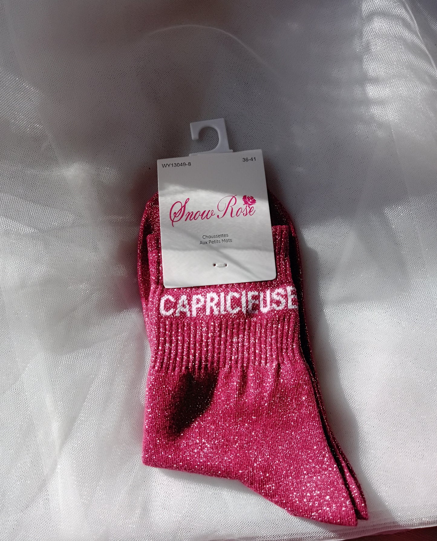 Chaussettes pailletées femme à message fantaisie – Snow Rose – Taille 36-41 | LyaMode