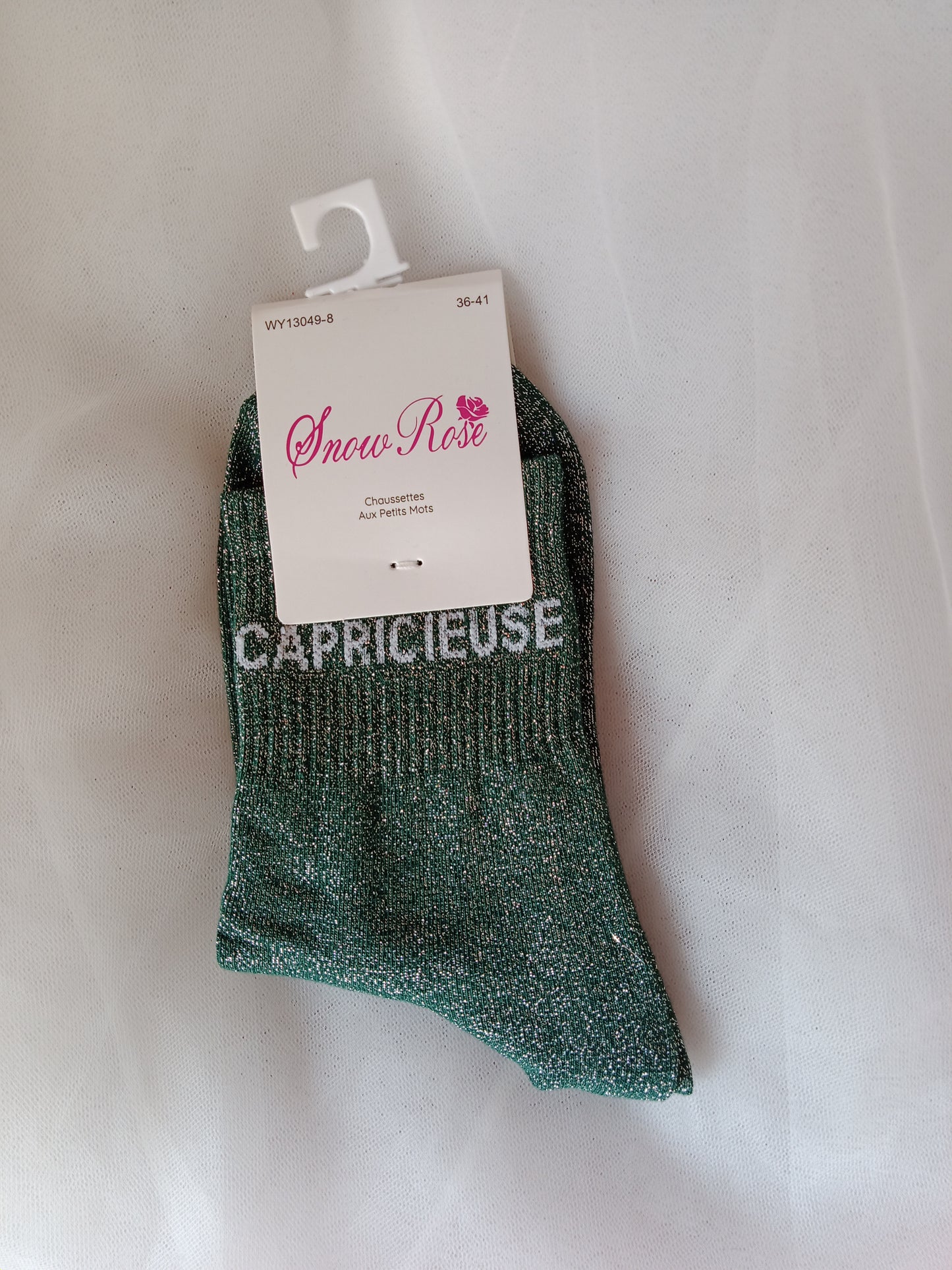 Chaussettes pailletées femme à message fantaisie – Snow Rose – Taille 36-41 | LyaMode