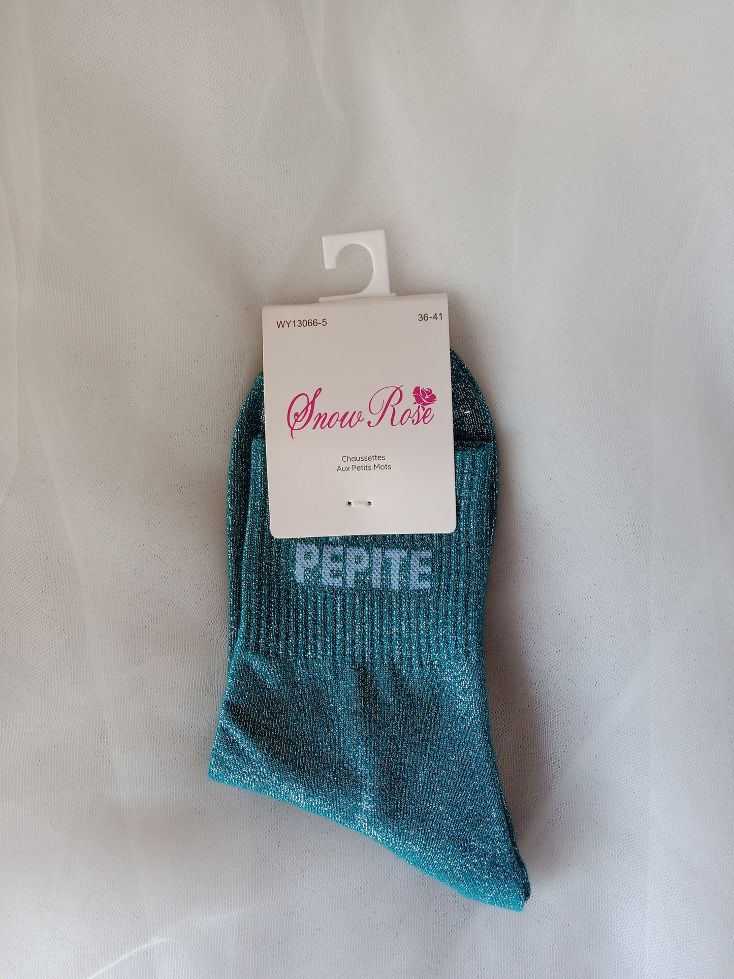 Chaussettes pailletées femme à message fantaisie – Snow Rose – Taille 36-41 | LyaMode
