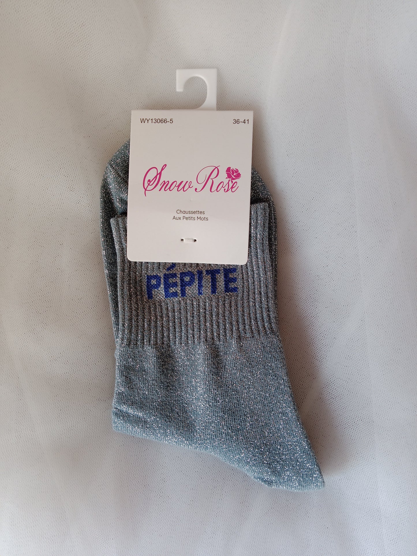 Chaussettes pailletées femme à message fantaisie – Snow Rose – Taille 36-41 | LyaMode