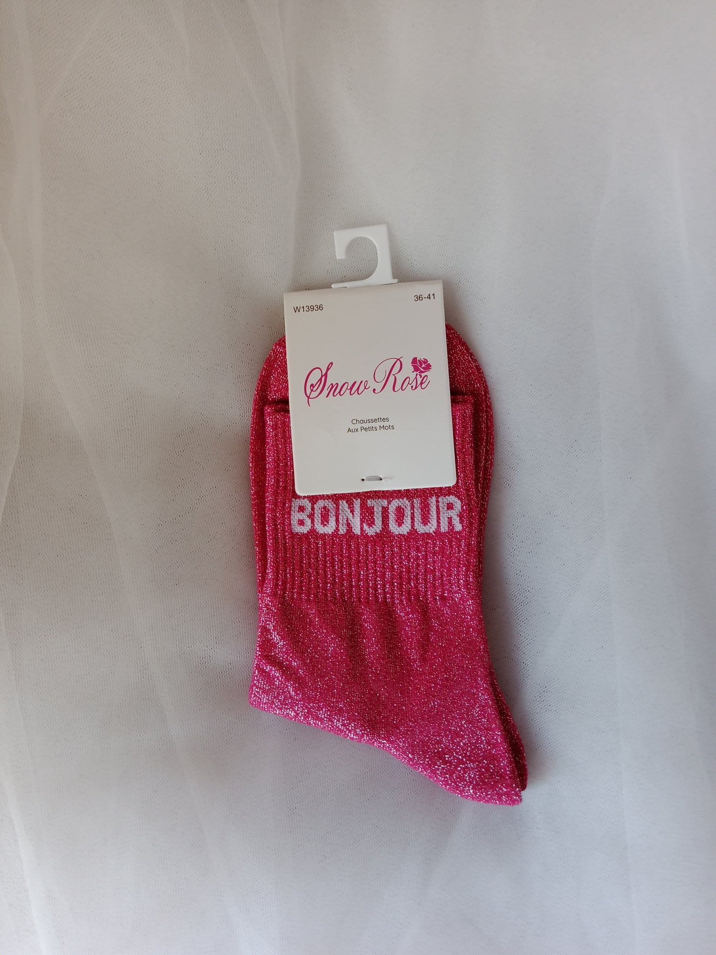 Chaussettes pailletées femme à message fantaisie – Snow Rose – Taille 36-41 | LyaMode