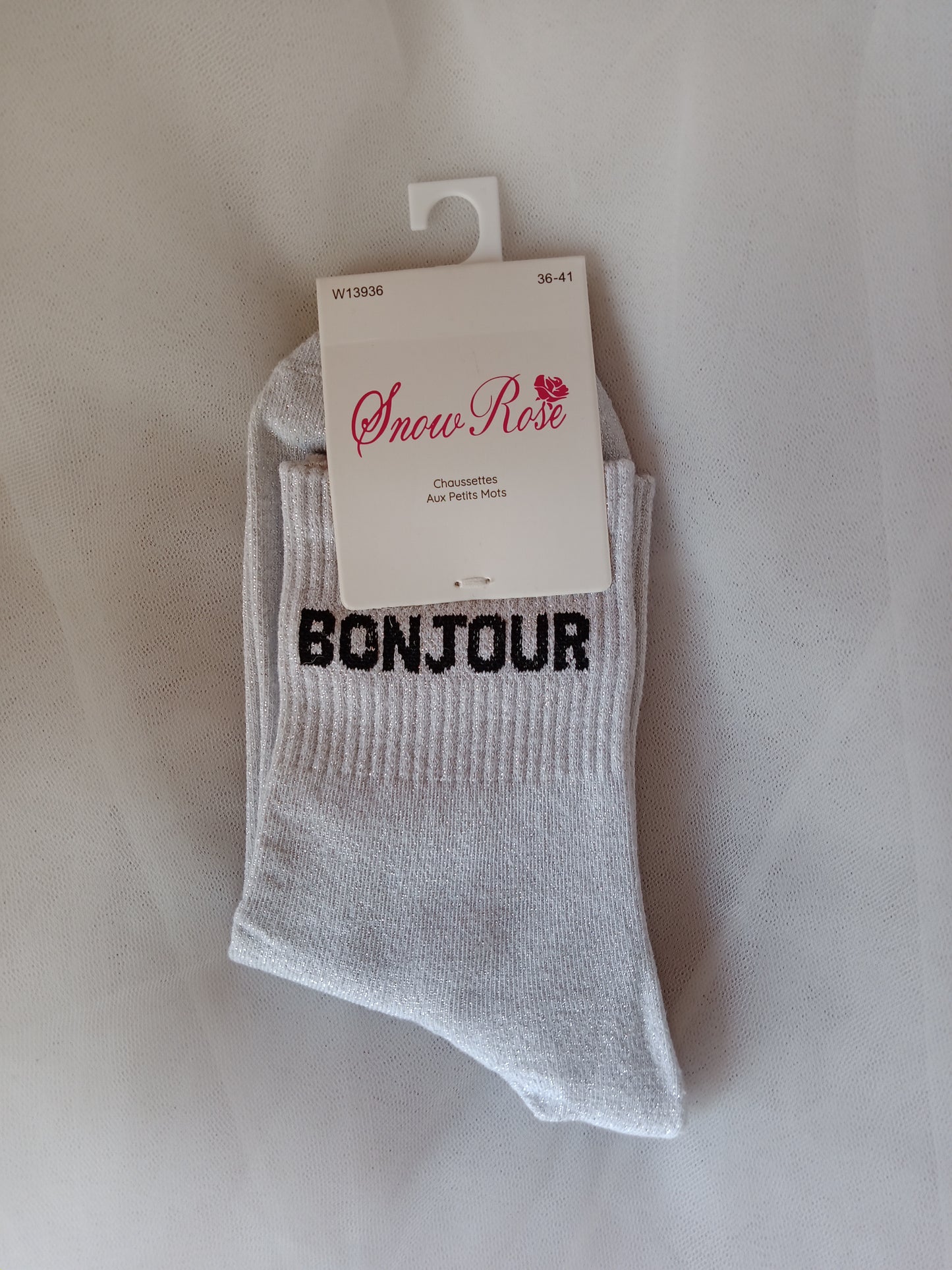 Chaussettes pailletées femme à message fantaisie – Snow Rose – Taille 36-41 | LyaMode