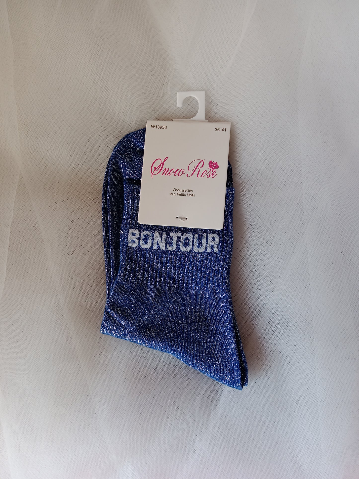Chaussettes pailletées femme à message fantaisie – Snow Rose – Taille 36-41 | LyaMode