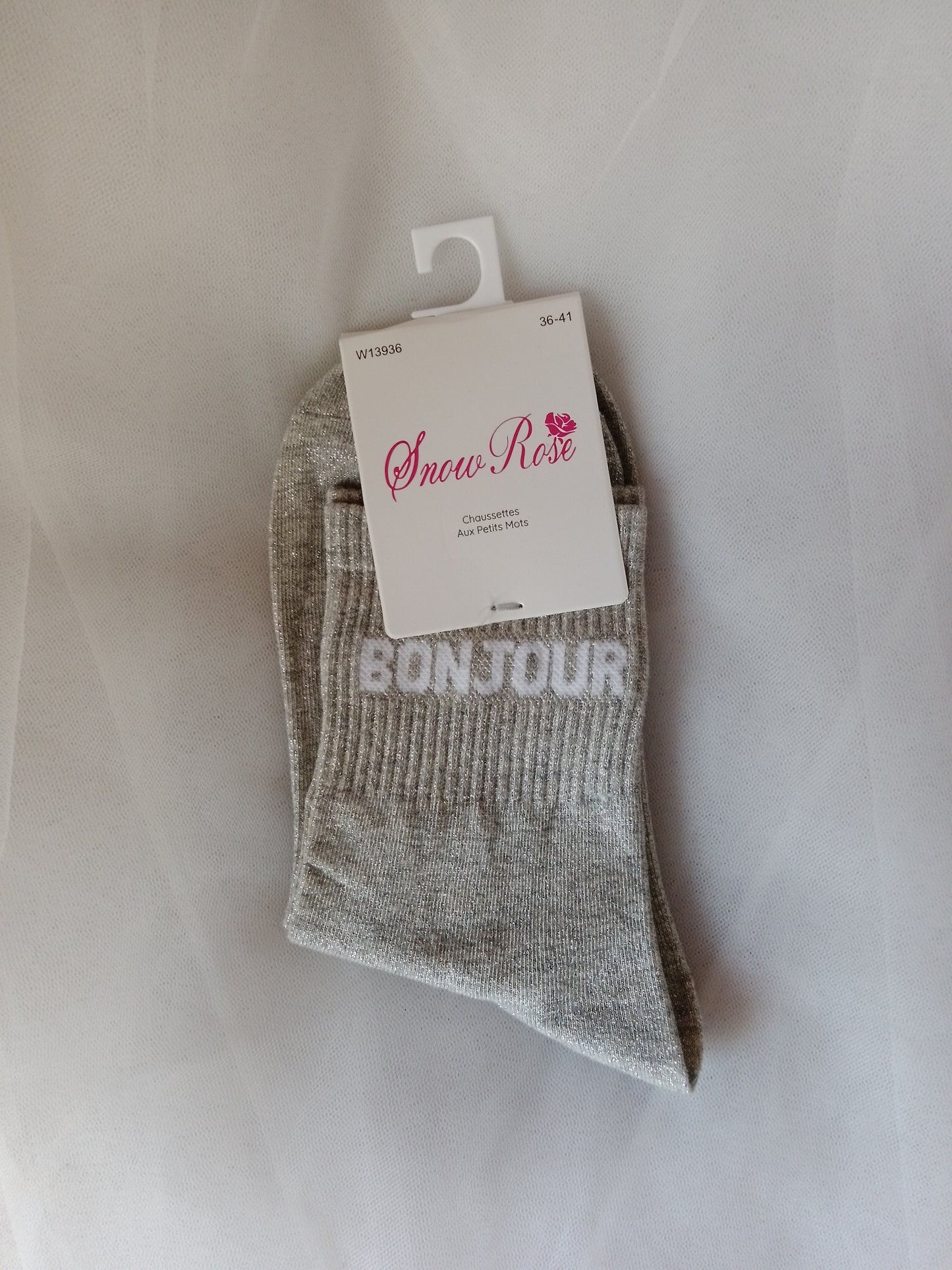 Chaussettes pailletées femme à message fantaisie – Snow Rose – Taille 36-41 | LyaMode