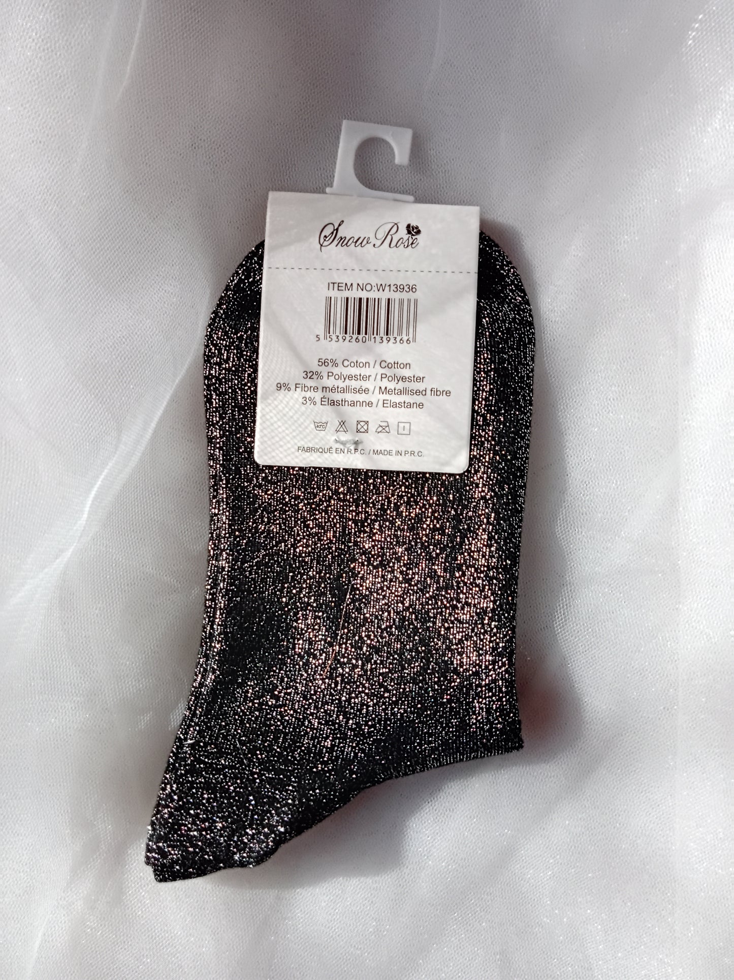Chaussettes pailletées femme à message fantaisie – Snow Rose – Taille 36-41 | LyaMode
