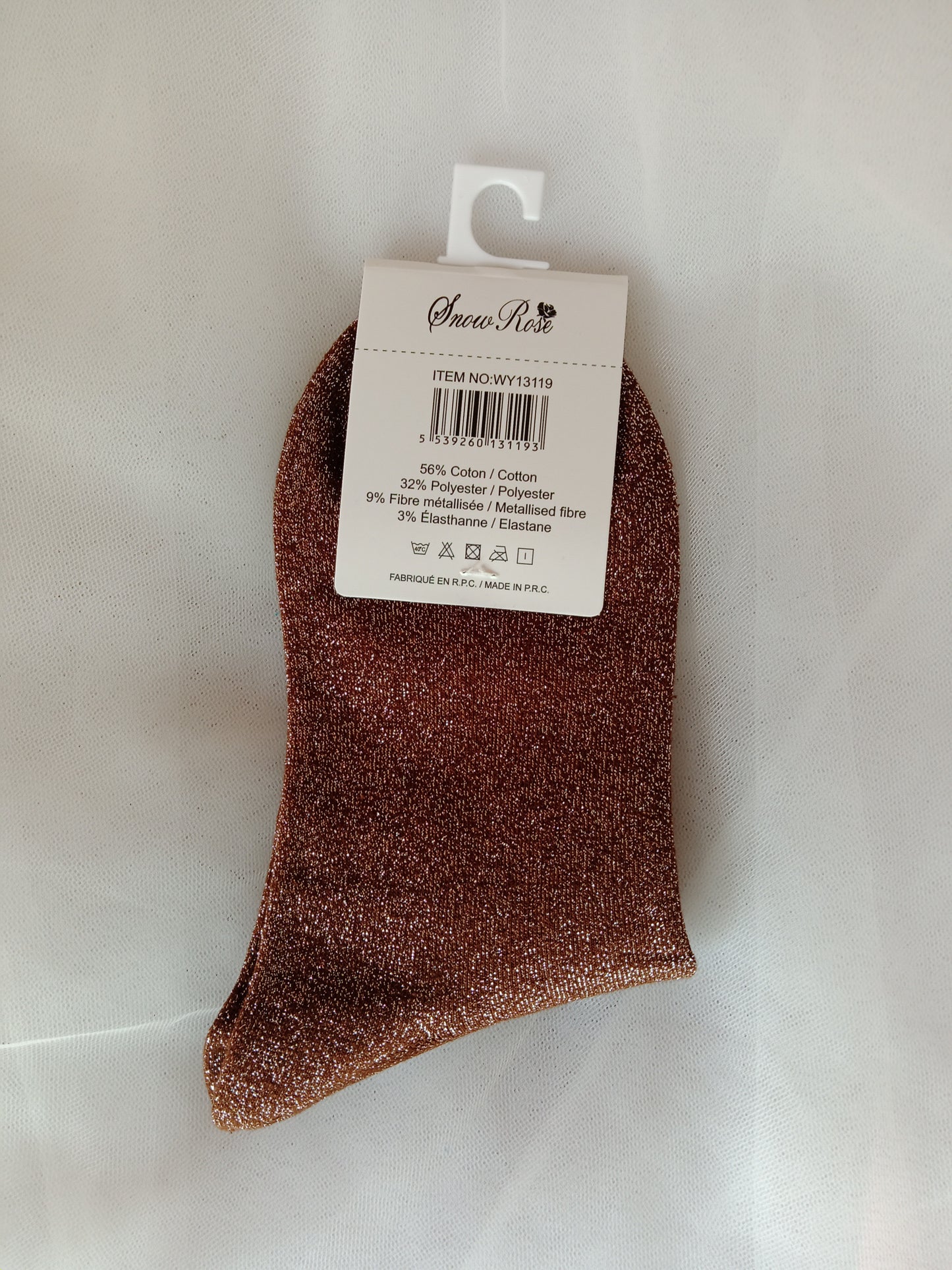 Chaussettes pailletées femme à message fantaisie – Snow Rose – Taille 36-41 | LyaMode