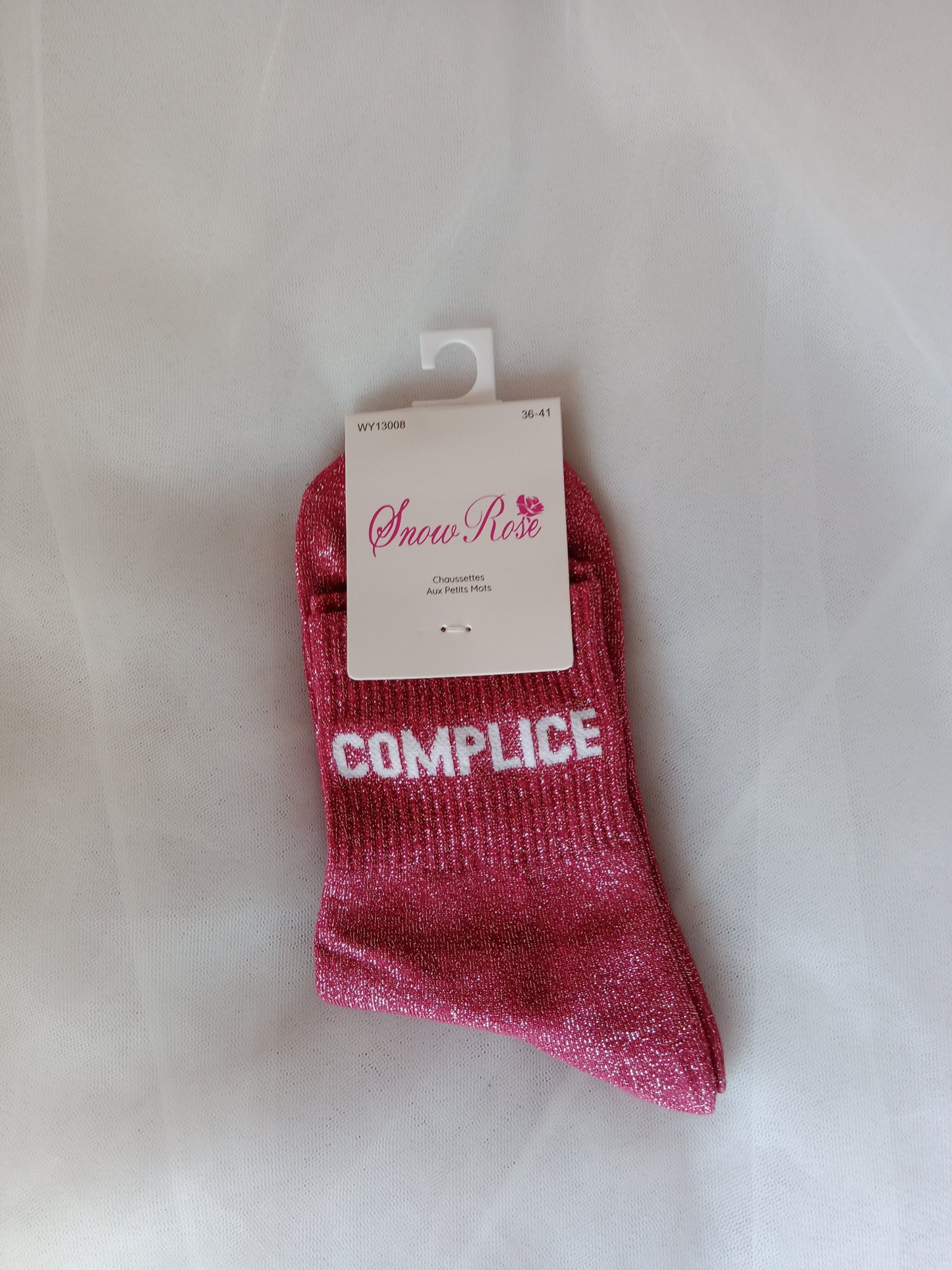 Chaussettes pailletées femme à message fantaisie – Snow Rose – Taille 36-41 | LyaMode
