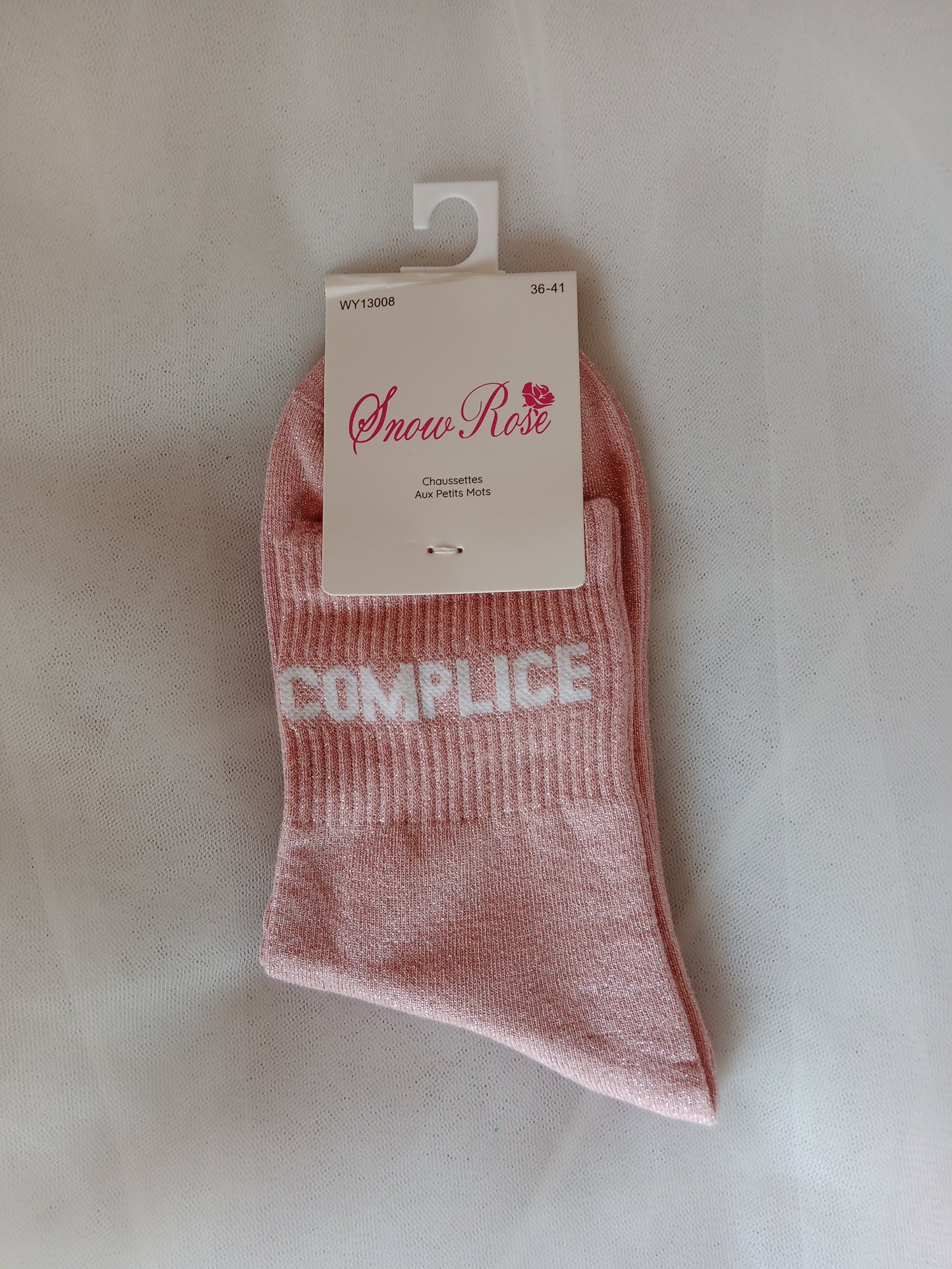 Chaussettes pailletées femme à message fantaisie – Snow Rose – Taille 36-41 | LyaMode