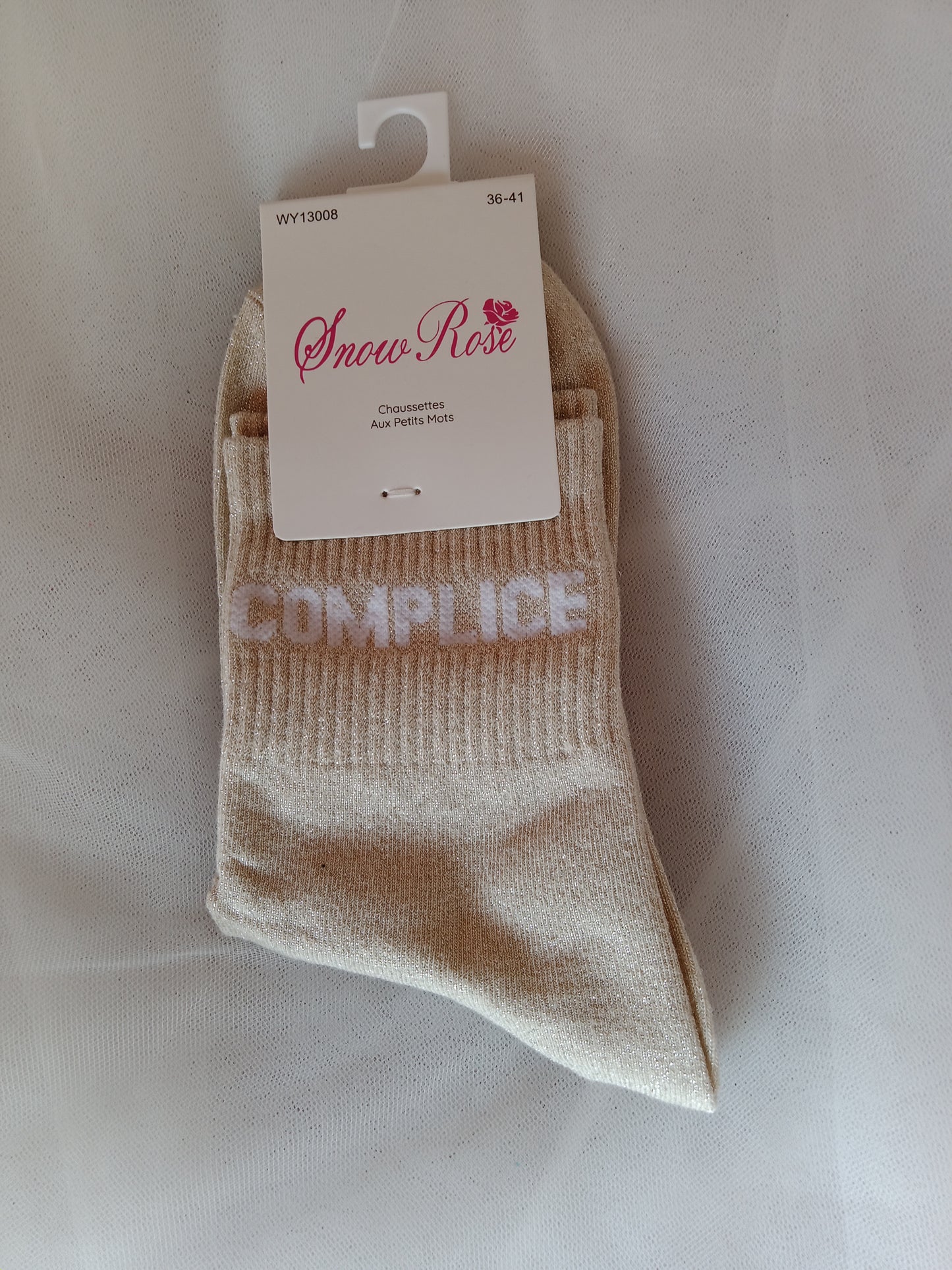 Chaussettes pailletées femme à message fantaisie – Snow Rose – Taille 36-41 | LyaMode