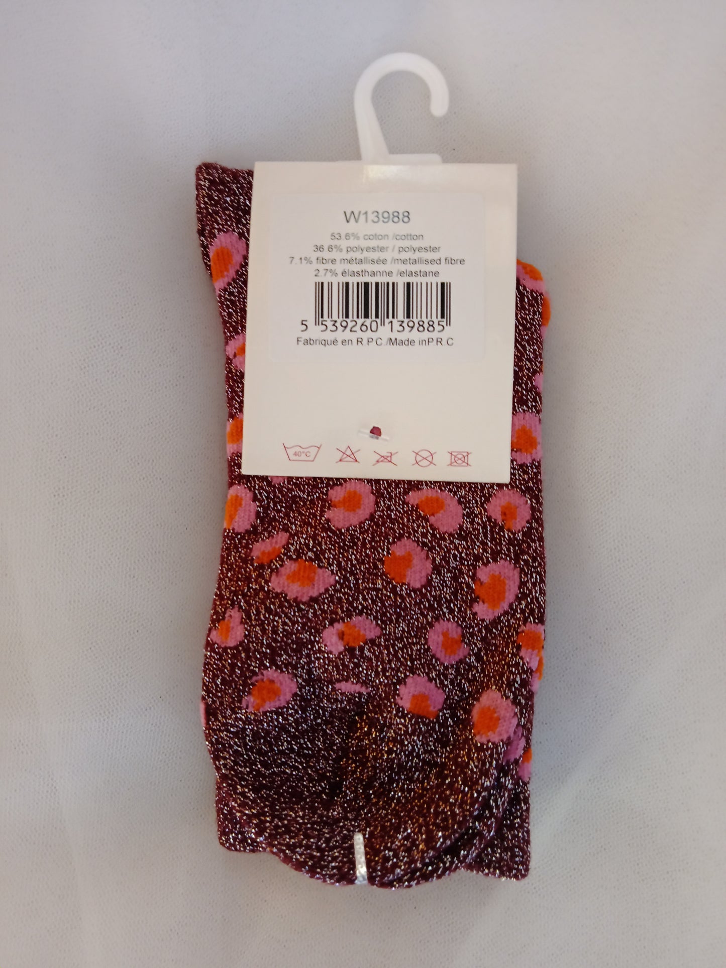 Chaussettes femme léopard pailletées coton extensibles brillantes confort mode tendance Wild Spark | LyaMode