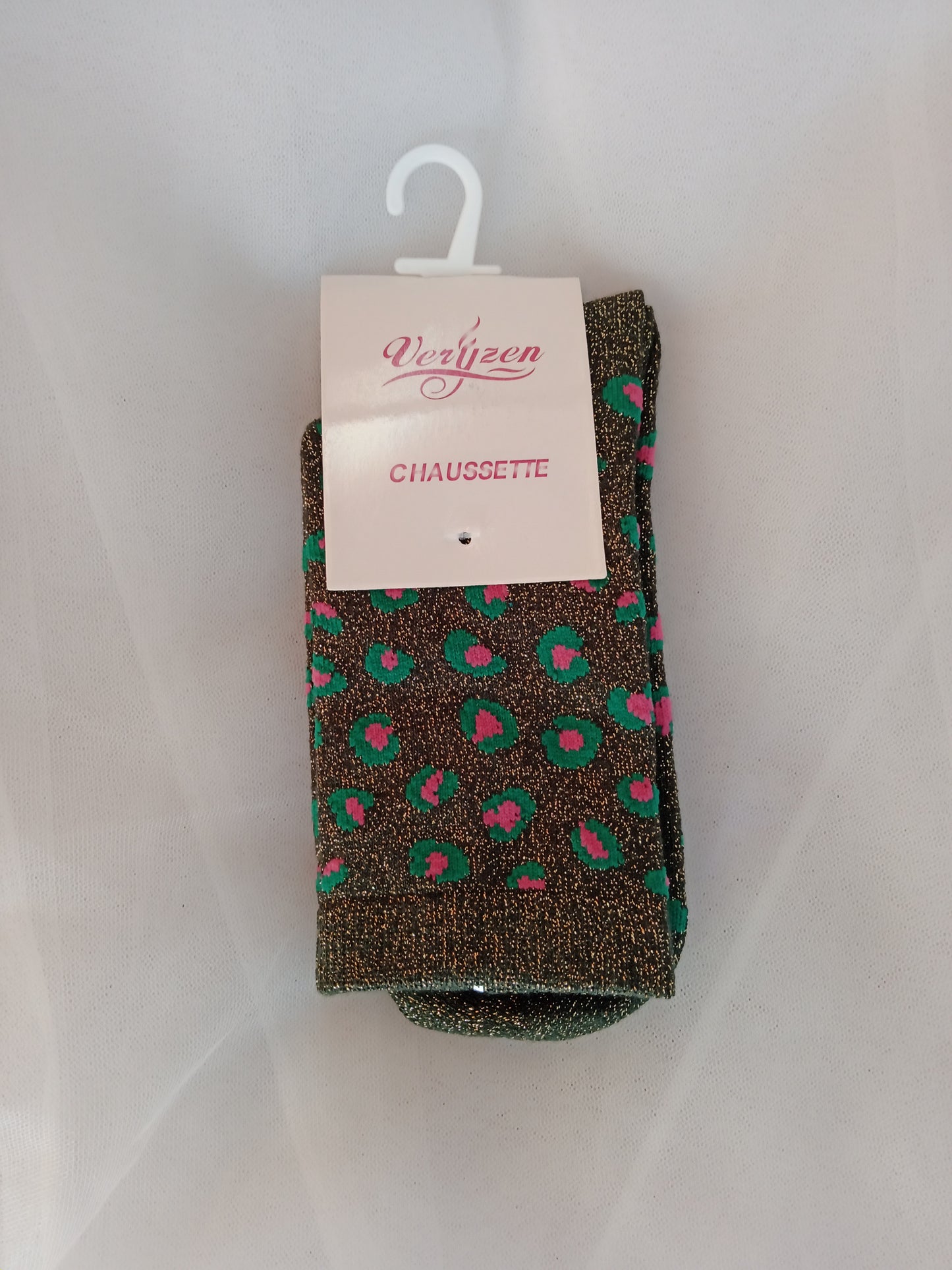 Chaussettes femme léopard pailletées coton extensibles brillantes confort mode tendance Wild Spark | LyaMode