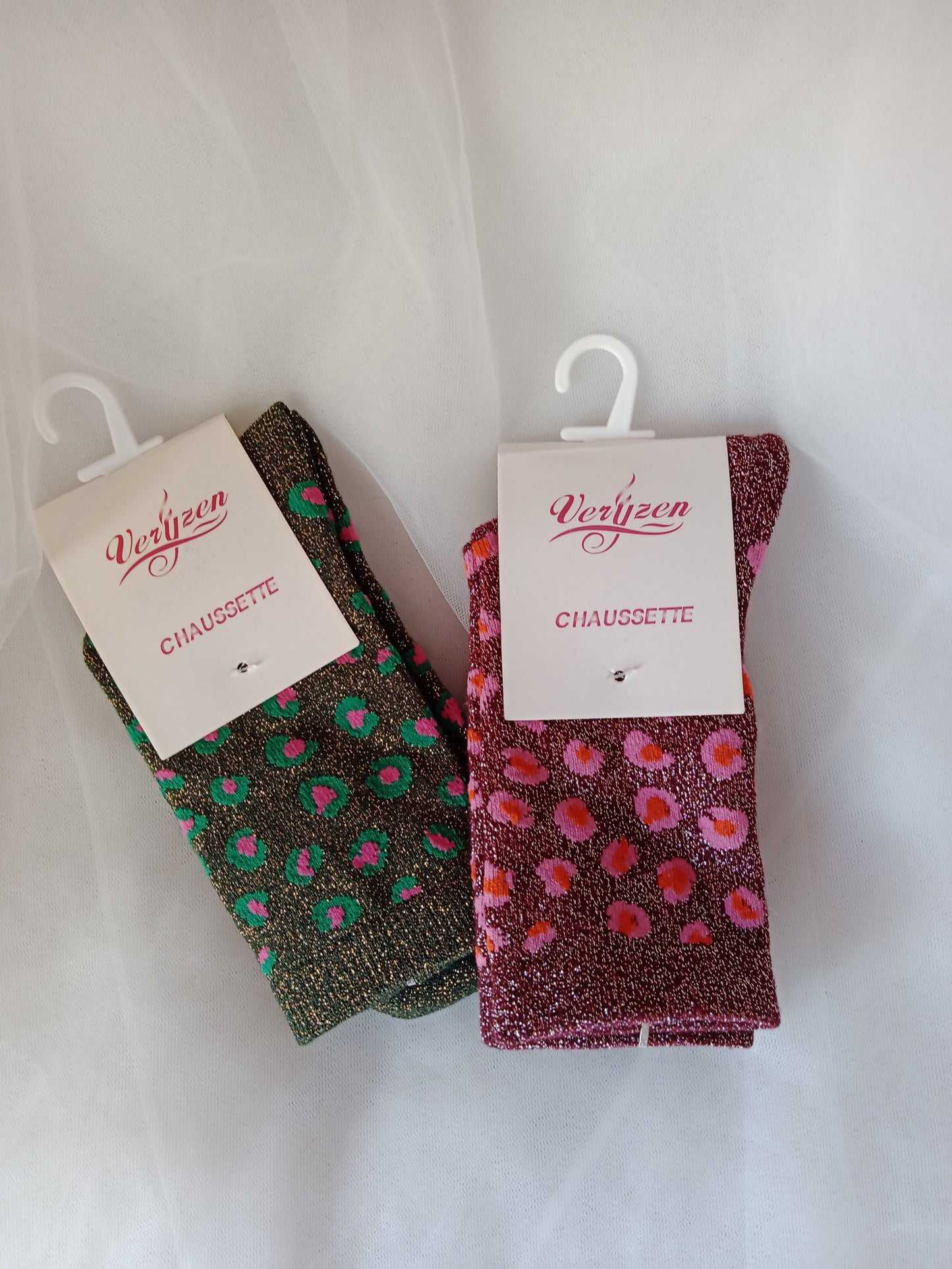 Chaussettes femme léopard pailletées coton extensibles brillantes confort mode tendance Wild Spark | LyaMode