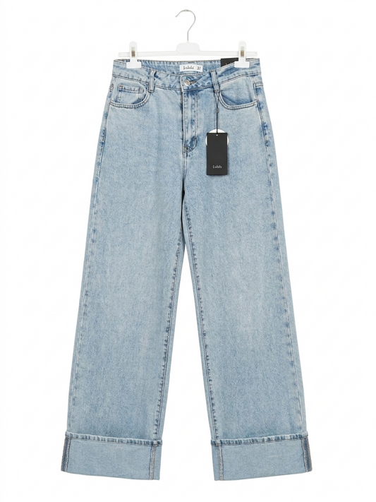 Jean large femme denim clair coupe droite tailles disponibles Denim Pulse Wide LyaMode