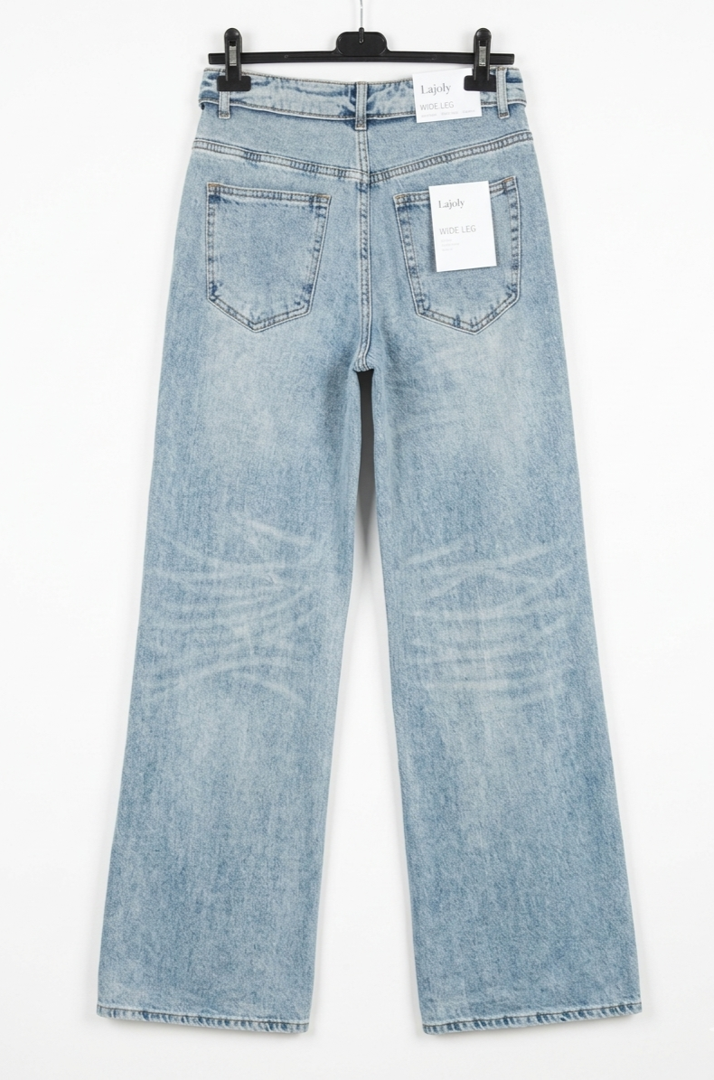 Jean Wide Leg Femme à Revers Taille Haute – Coupe Large Denim Tendance – Wide Flow Denim – LyaMode
