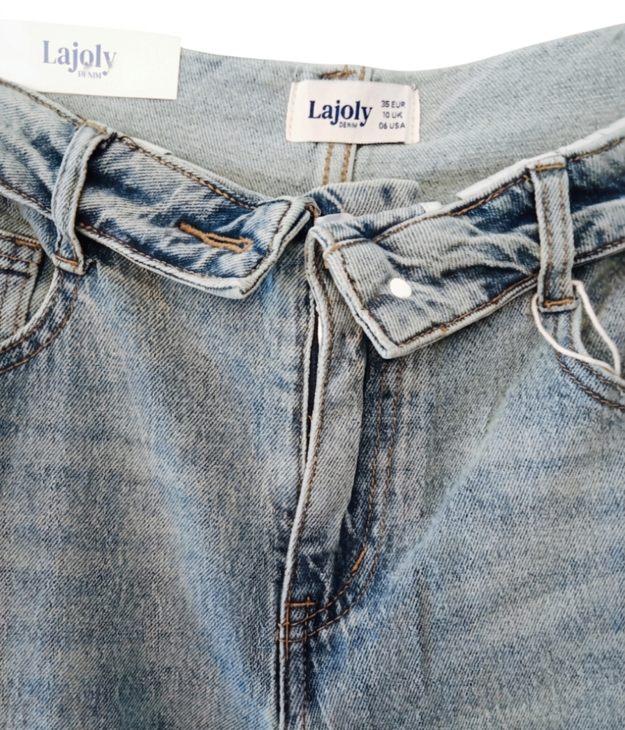 Jean Wide Leg Femme à Revers Taille Haute – Coupe Large Denim Tendance – Wide Flow Denim – LyaMode