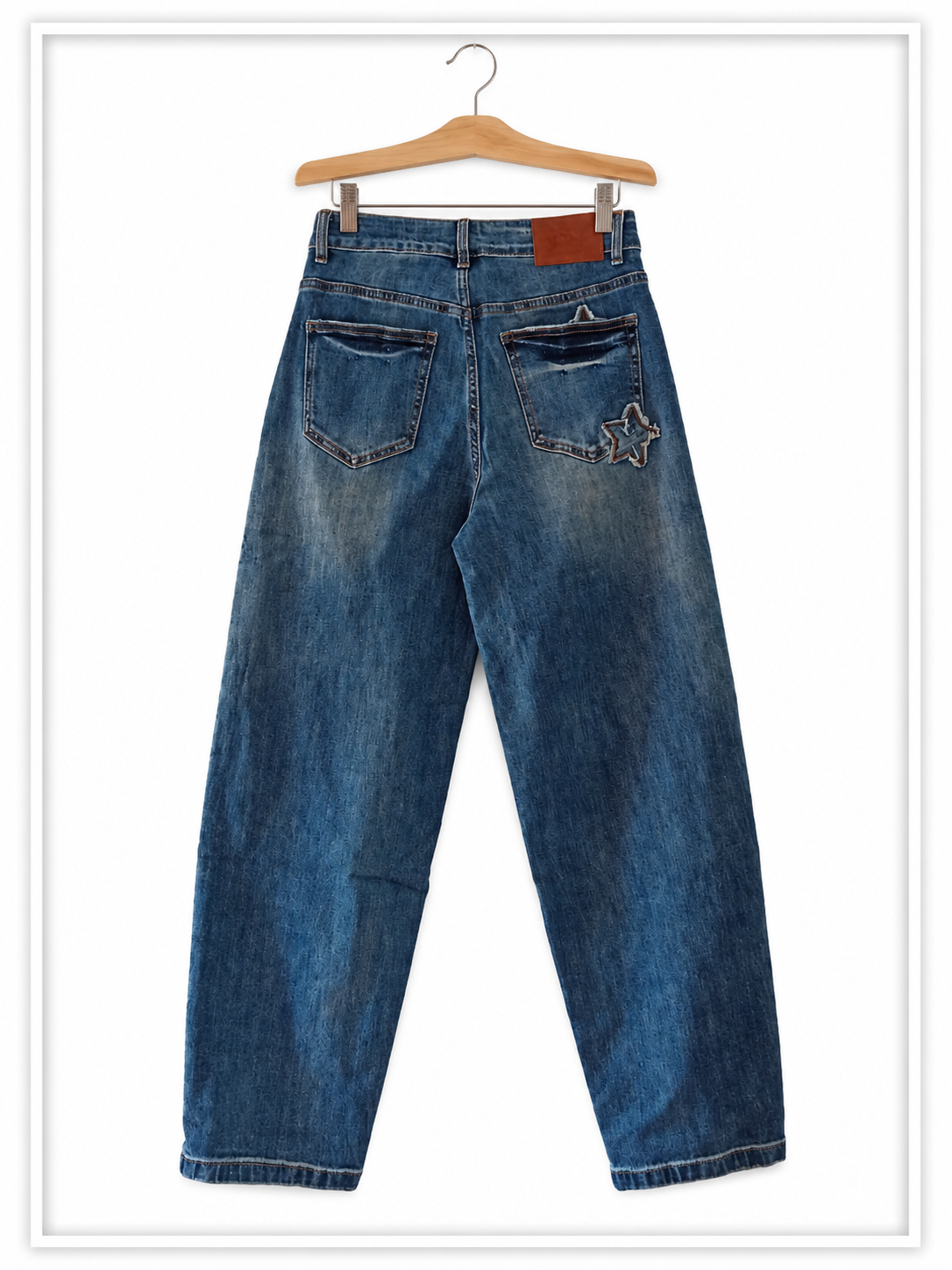 Jean Ballon Femme Étoile Denim Bleu | LyaMode