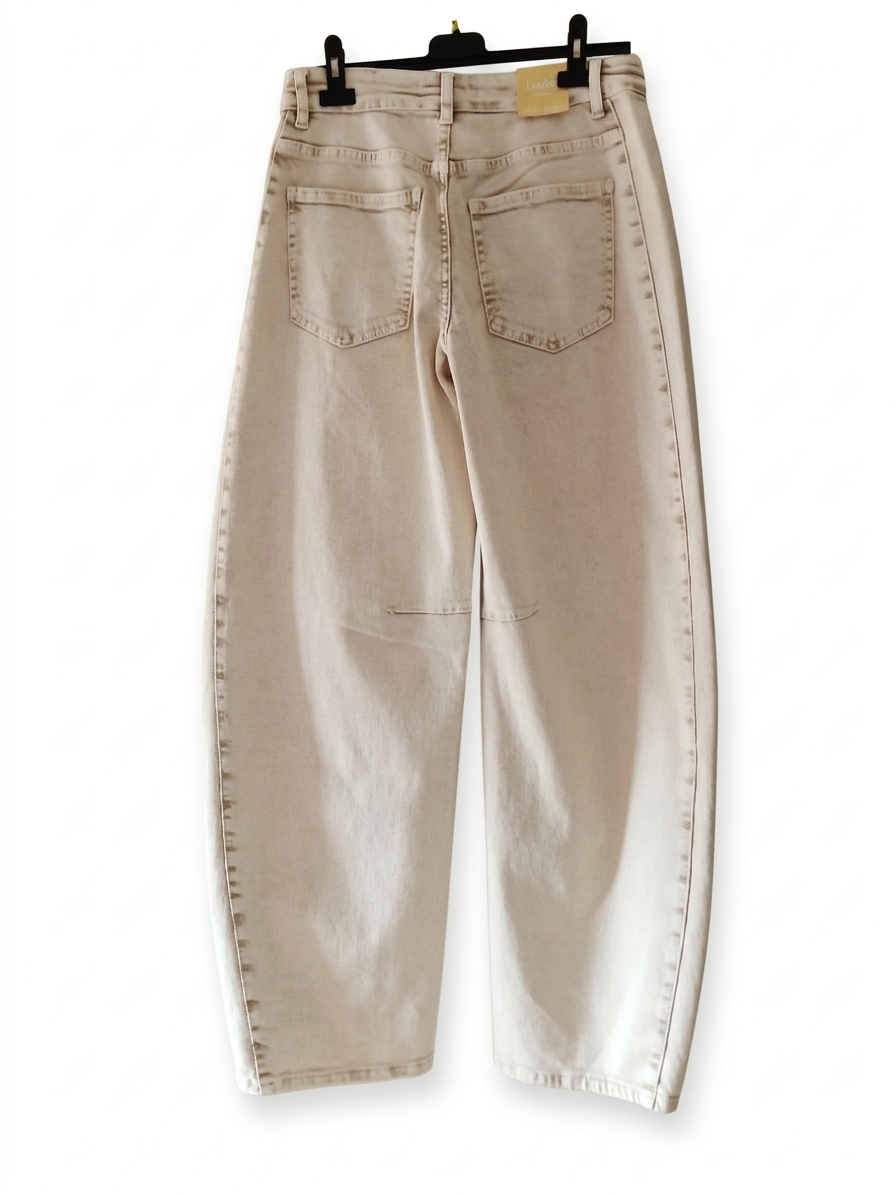 Jean balloon taille haute coupe ample confort coton stretch – Jean Balloon Sculpt Fit – LyaMode