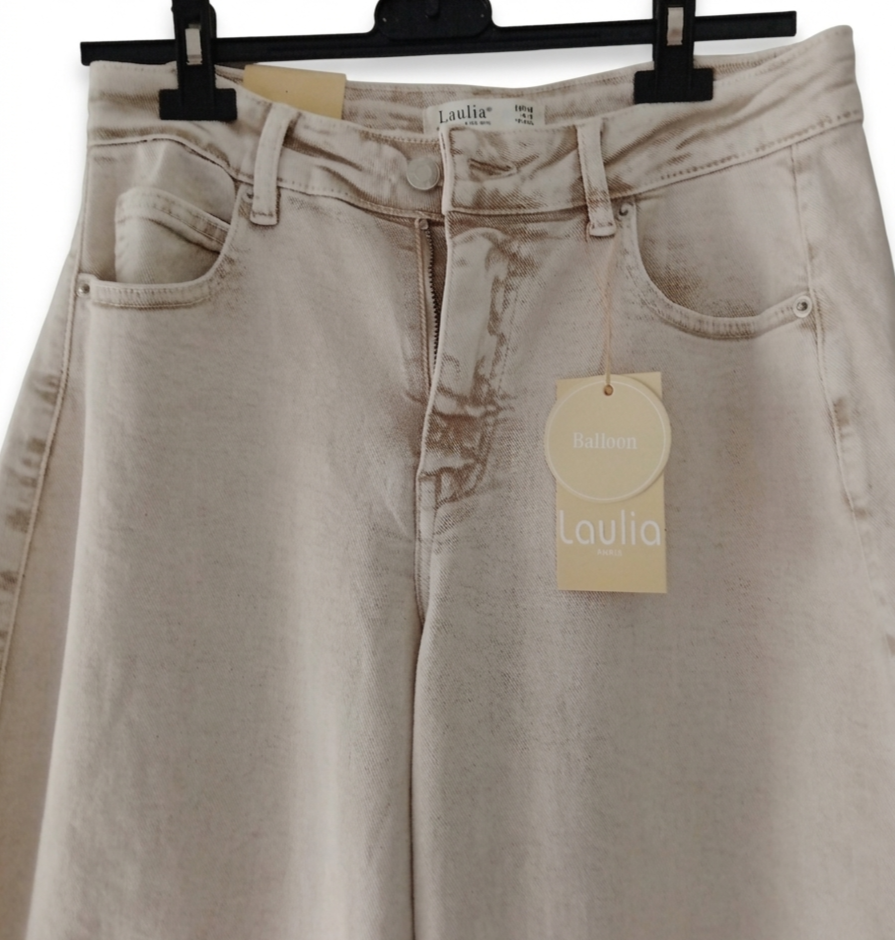 Jean balloon taille haute coupe ample confort coton stretch – Jean Balloon Sculpt Fit – LyaMode