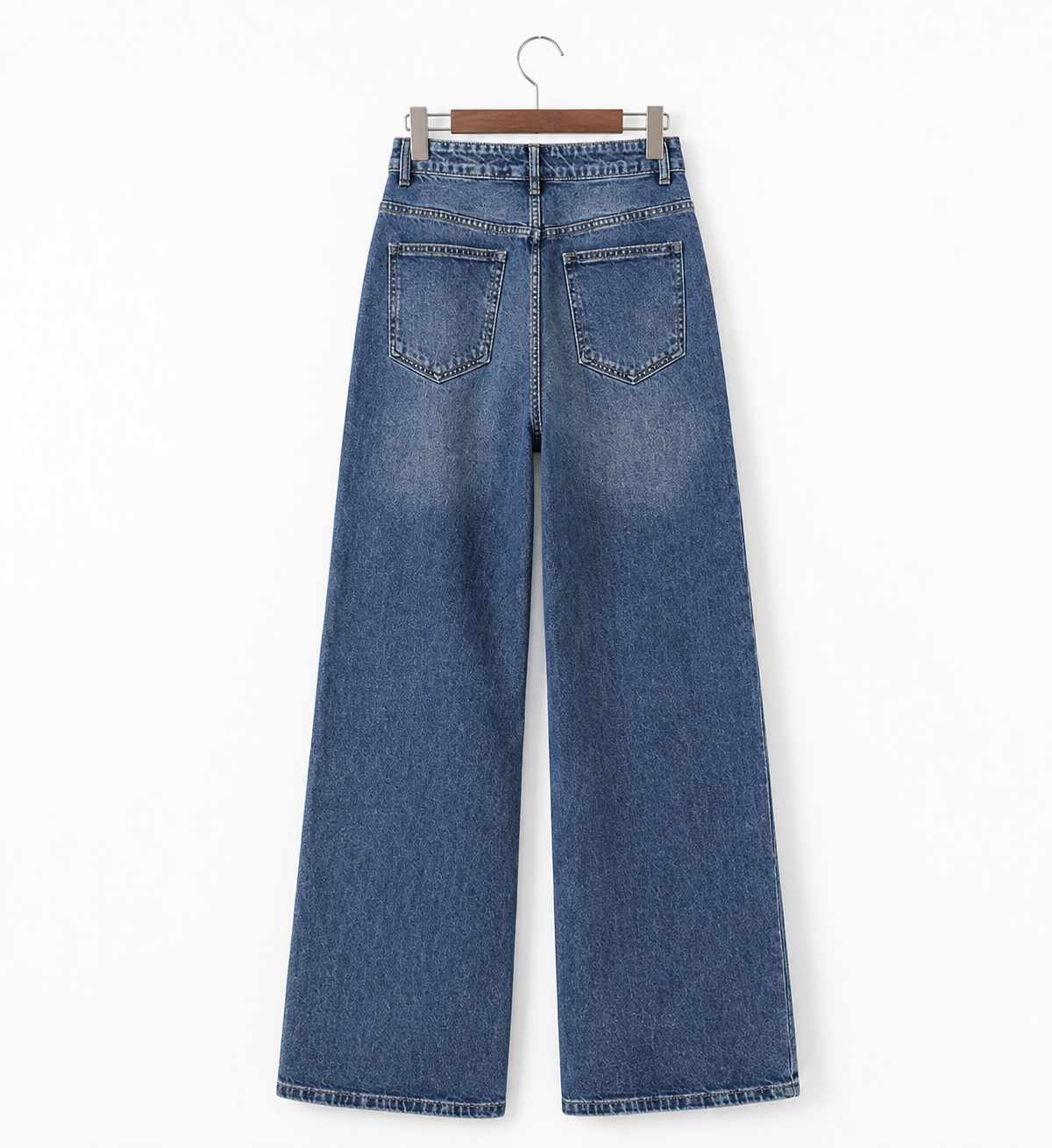 Jean femme wide leg à ceinture asymétrique denim | LyaMode