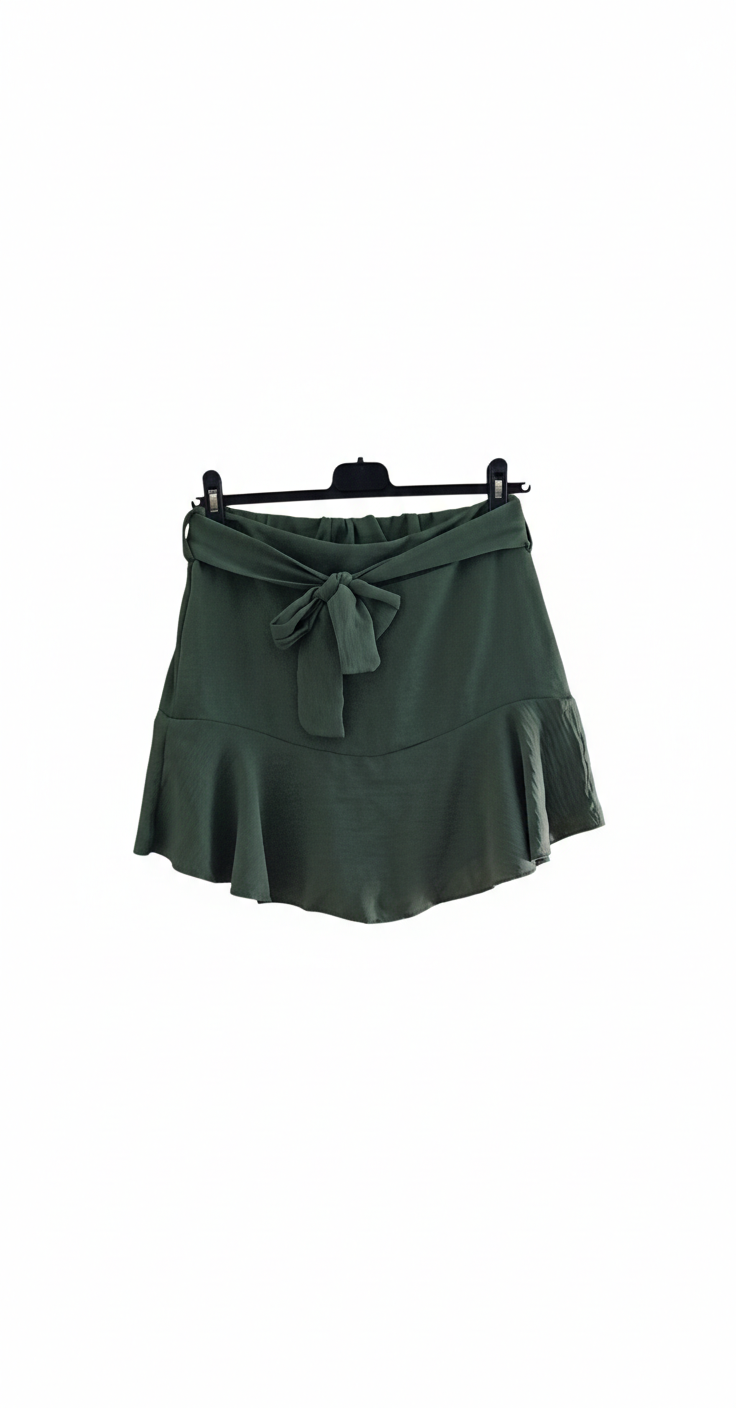 Jupe-short femme fluide à volants 100% viscose taille nouée coupe bohème chic confortable été taille unique jusqu’au 40 | LyaMode