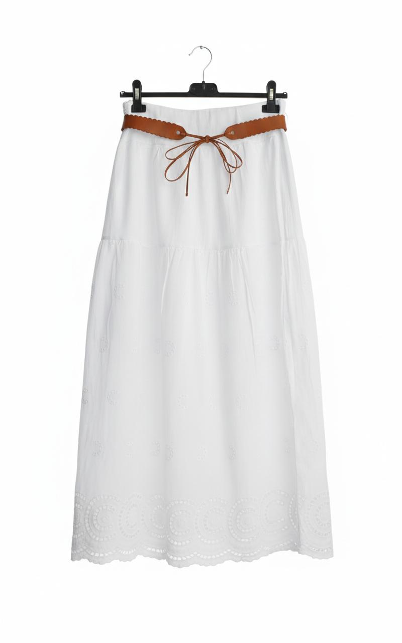 Jupe Longue Bohème Fluide Taille Élastique Broderie Bas Confort Été Femme – Brise Bohème | LyaMode