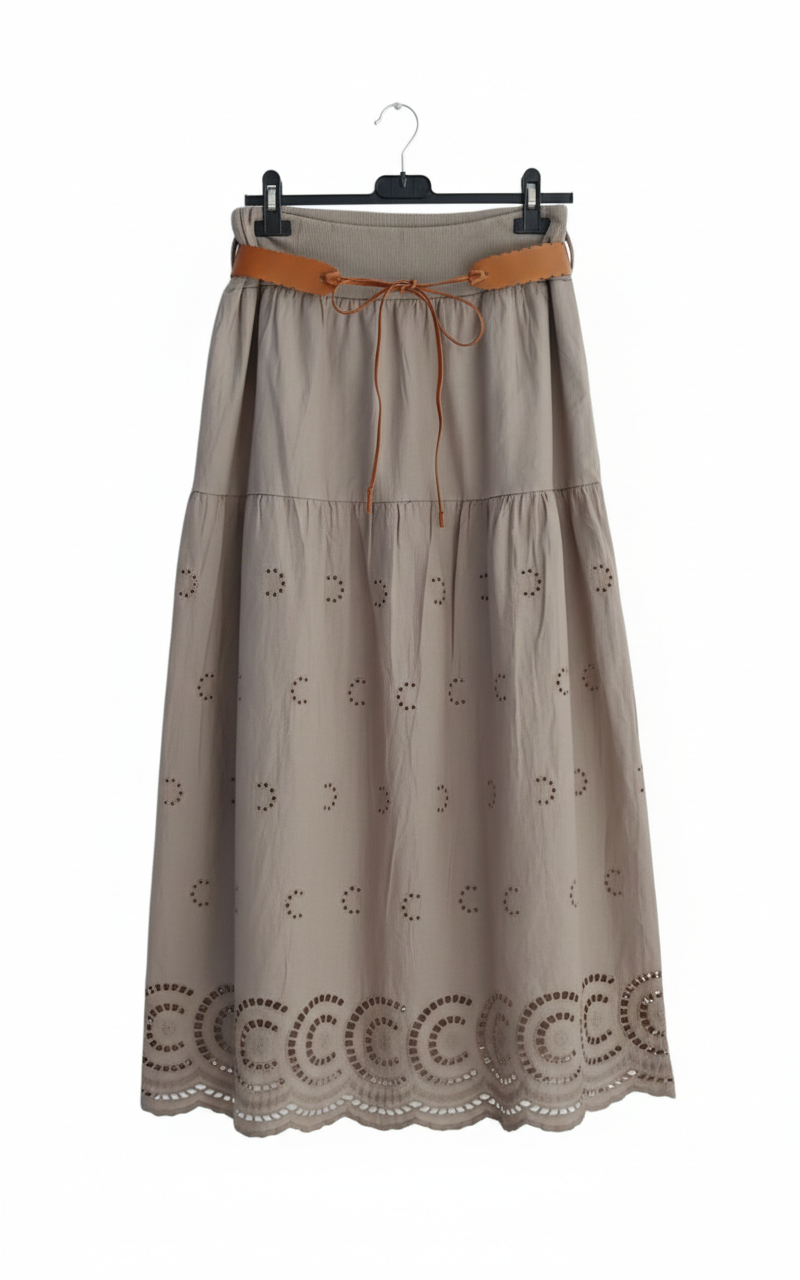 Jupe Longue Bohème Fluide Taille Élastique Broderie Bas Confort Été Femme – Brise Bohème | LyaMode