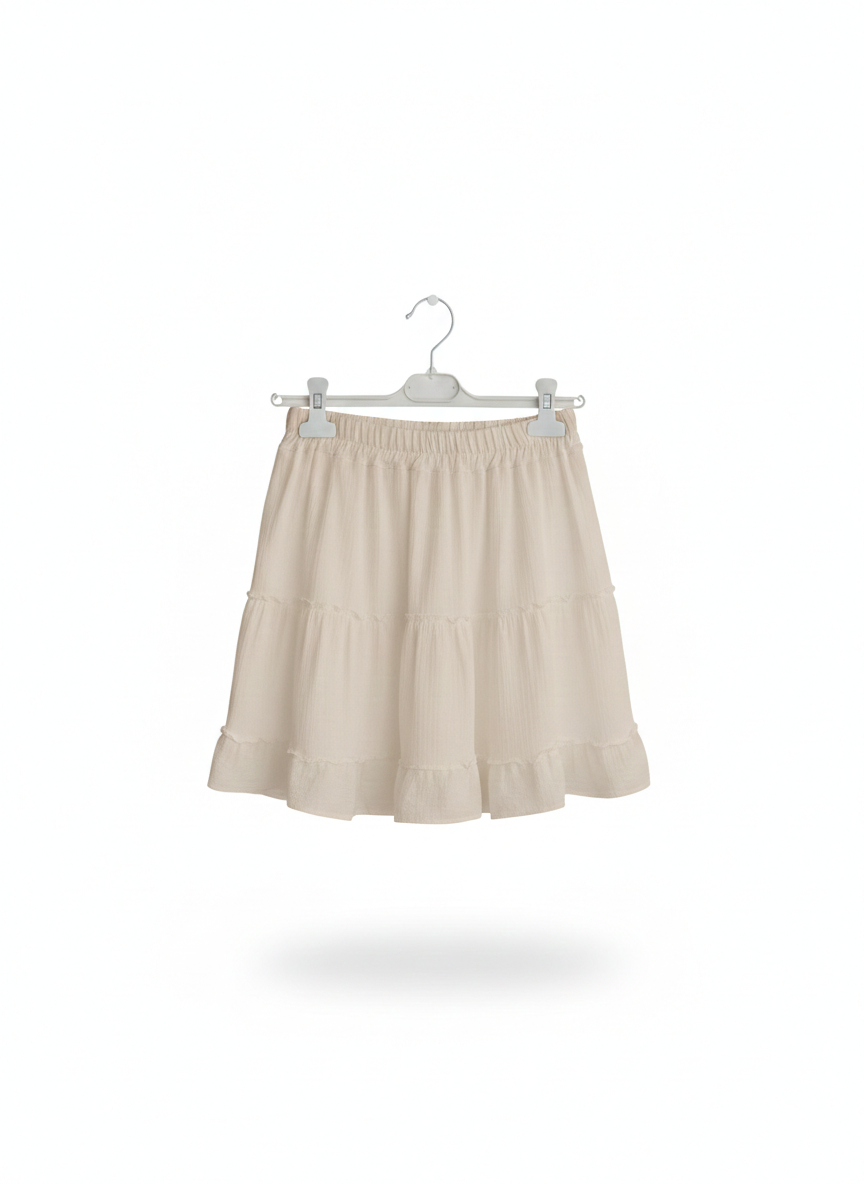 Jupe Courte Coton à Volants Taille Élastique Femme – Souffle d’Été | LyaMode