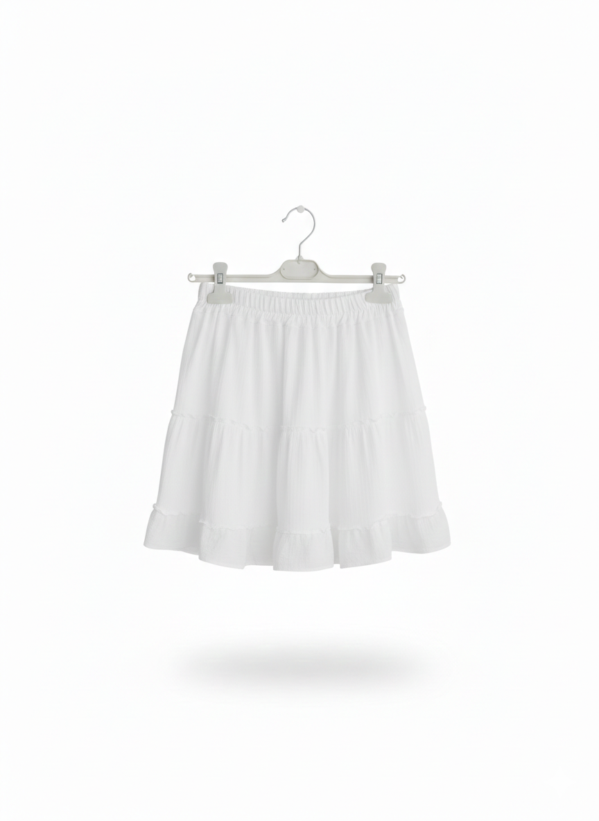 Jupe Courte Coton à Volants Taille Élastique Femme – Souffle d’Été | LyaMode