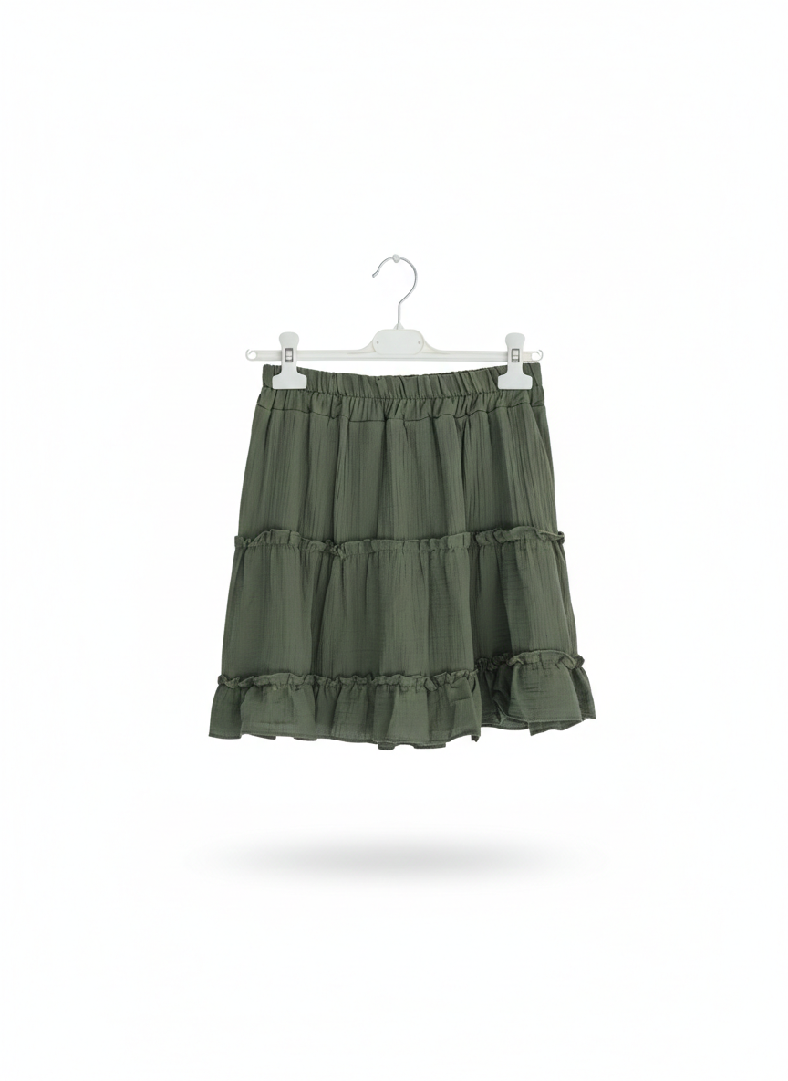 Jupe Courte Coton à Volants Taille Élastique Femme – Souffle d’Été | LyaMode