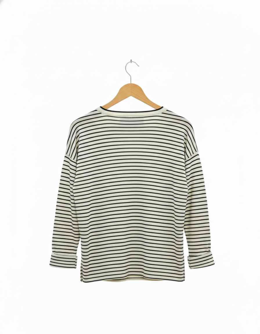 Pull marinière femme rayé coton col V manches longues étoiles brodées | Marinière Étoilé – LyaMode