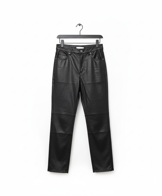 Pantalon femme simili cuir mom fit taille haute coupe droite stretch confortable style casual chic look moderne | Simili Glam – LyaMode