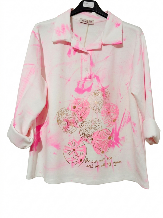 Haut col polo imprimé femme taille unique Bloom Pop LyaMode