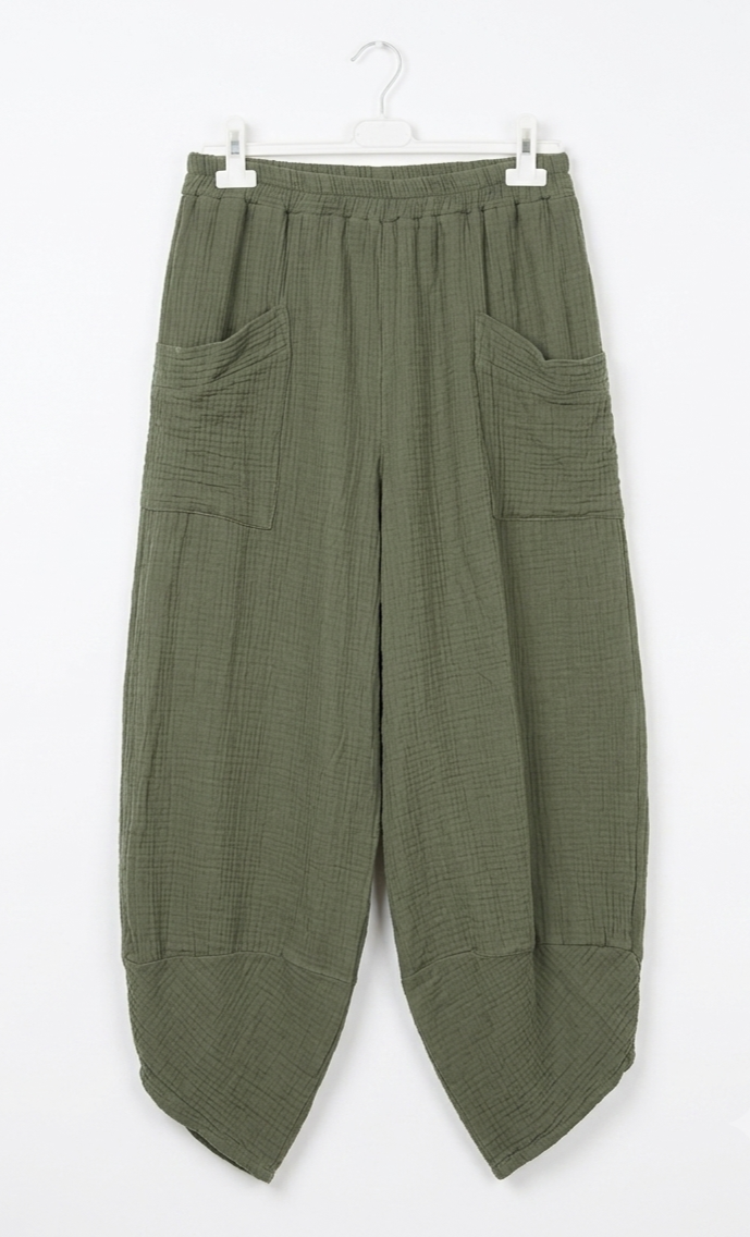 Pantalon Ballon Céleste en gaze de coton 100 % – Taille Unique – LyaMode