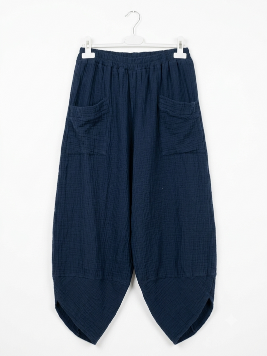 Pantalon Ballon Céleste en gaze de coton 100 % – Taille Unique – LyaMode