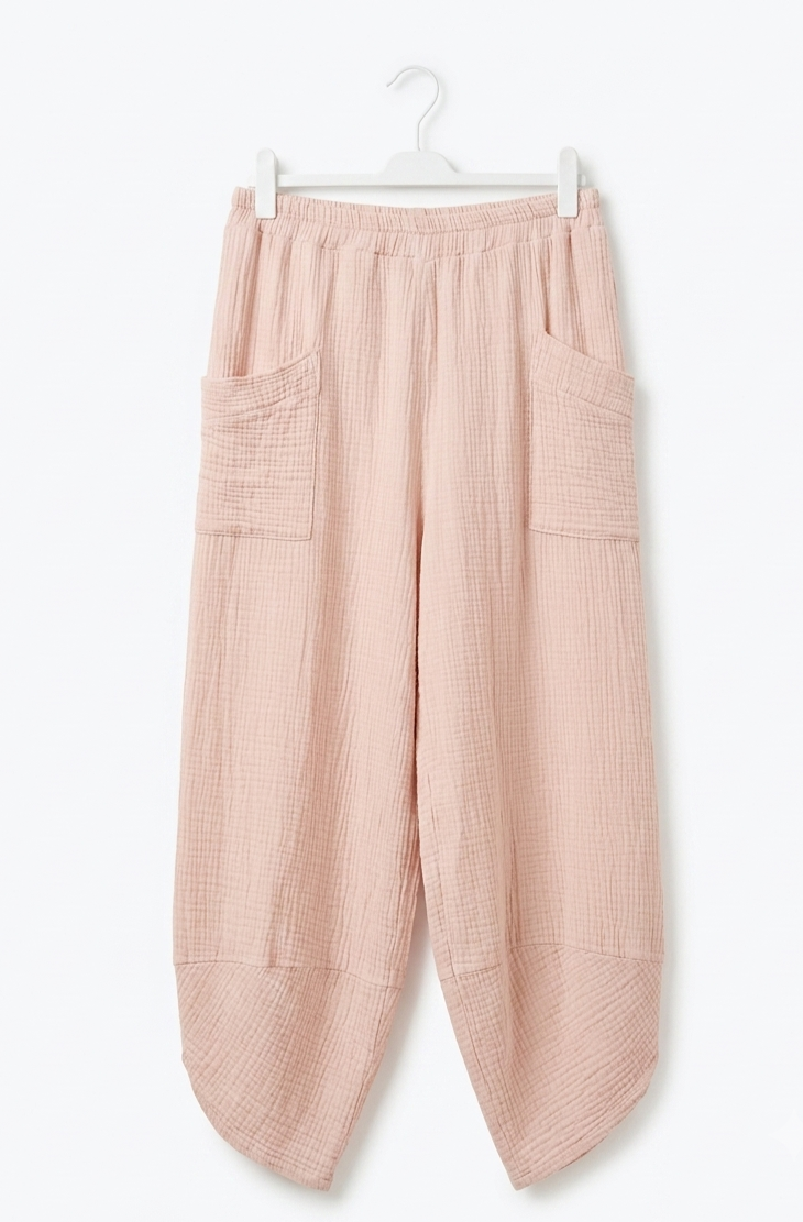 Pantalon Ballon Céleste en gaze de coton 100 % – Taille Unique – LyaMode